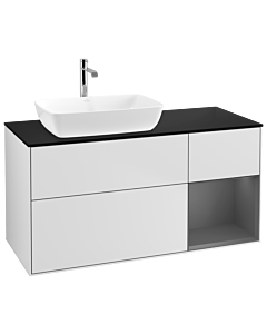 Villeroy und Boch Finion Villeroy und Boch G812GKMT 120cm, plaque de finition noir mat, Emotion, étagères Laque anthracite mat, Laque blanc mat