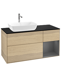 Villeroy und Boch Finion Villeroy und Boch Finion G812GKPC 120cm, cover plate black matt, Emotion, shelves anthracite matt lacquer, Oak Veneer