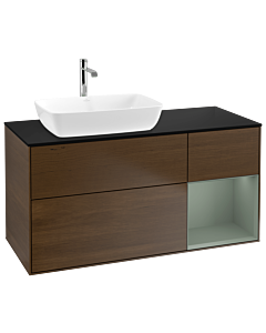 Villeroy und Boch Finion Villeroy und Boch Finion G812GMGN 120cm, cover plate black matt, Emotion, shelves olive matt lacquer, walnut veneer
