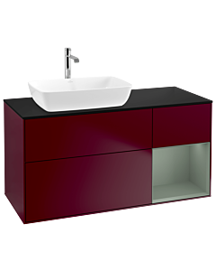 Villeroy und Boch Finion Villeroy und Boch G812GMHB 120cm, plaque de finition noir mat, Emotion, étagères olive laqué mat, Peony Matt