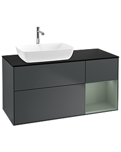 Villeroy und Boch Finion Villeroy und Boch Finion G812GMHG 120cm, cover plate black matt, Emotion, shelves olive matt lacquer, midnight Blue Matt Lacquer
