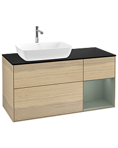 Villeroy und Boch Finion Villeroy und Boch Finion G812GMPC 120cm, cover plate black matt, Emotion, shelves olive matt lacquer, Oak Veneer