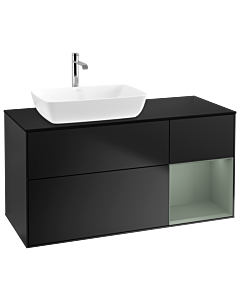 Villeroy und Boch Finion Villeroy und Boch Finion G812GMPD 120cm, cover plate black matt, Emotion, shelves olive matt lacquer, black matt lacquer