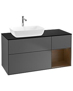 Villeroy und Boch Finion Villeroy und Boch Finion G812GNGK 120cm, cover plate black matt, Emotion, shelves Walnut Veneer , anthracite matt