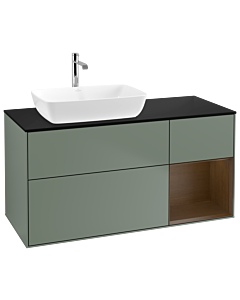 Villeroy und Boch Finion Villeroy und Boch G812GNGM 120cm, plaque de finition noir mat, émotion, étagères Walnut Veneer , Olive Matt Lacquer