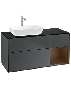 Villeroy und Boch Finion Villeroy und Boch G812GNHG 120cm, couvercle noir mat, Emotion, étagères Walnut Veneer , Midnight Blue Matt Lacquer