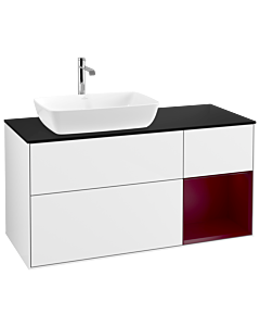 Villeroy und Boch Finion Villeroy und Boch Finion G812HBGF 120cm, cover plate black matt, Emotion, shelves Peony matt lacquer, glossy white lacquer