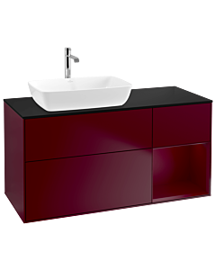 Villeroy und Boch Finion Waschtischunterschrank G812HBHB 120cm, Abdeckplatte black matt, Emotion, Regale Peony matt lacquer, Peony Matt