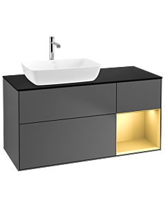 Villeroy und Boch Finion Villeroy und Boch Finion G812HFGK 120cm, cover plate black matt, Emotion, shelves gold matt lacquer, anthracite matt