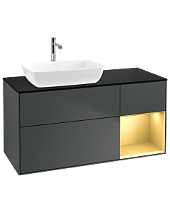 Villeroy und Boch Finion Waschtischunterschrank G812HFHG 120cm, Abdeckplatte black matt, Emotion, Regale Gold matt lacquer, Midnight Blue Matt Lacquer