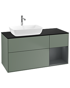 Villeroy und Boch Finion Villeroy und Boch G812HGGM 120cm, plaque de finition noir mat, Emotion, étagères Laque mat minuit, Olive Matt Lacquer