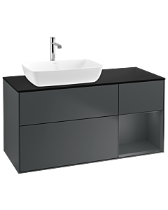 Villeroy und Boch Finion Waschtischunterschrank G812HGHG 120cm, Abdeckplatte black matt, Emotion, Regale Midnight matt lacquer, Midnight Blue Matt Lacquer