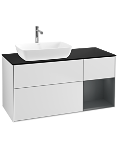 Villeroy und Boch Finion Villeroy und Boch Finion G812HGMT 120cm, cover plate black matt, Emotion, shelves midnight matt lacquer, white matt lacquer