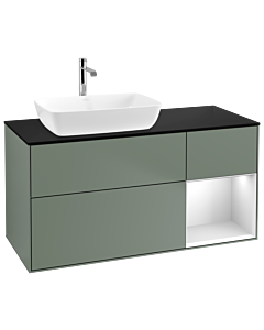 Villeroy und Boch Finion Villeroy und Boch Finion G812MTGM 120cm, cover plate black matt, Emotion, shelves white matt lacquer, Olive Matt Lacquer