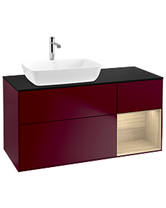 Villeroy und Boch Finion Villeroy und Boch G812PCHB 120cm, plaque de finition noir mat, émotion, étagères Oak Veneer , Peony Matt