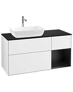 Villeroy und Boch Finion Villeroy und Boch Finion G812PDGF 120cm, cover plate black matt, Emotion, shelves black matt lacquer, glossy white lacquer