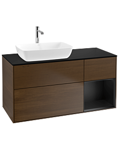 Villeroy und Boch Finion Villeroy und Boch Finion G812PDGN 120cm, cover plate black matt, Emotion, shelves black matt lacquer, walnut veneer
