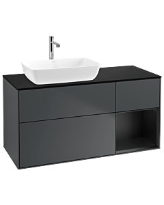 Villeroy und Boch Finion Waschtischunterschrank G812PDHG 120cm, Abdeckplatte black matt, Emotion, Regale Black matt lacquer, Midnight Blue Matt Lacquer