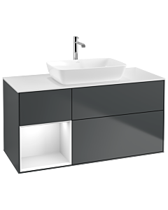Villeroy und Boch Finion Villeroy und Boch Finion G821GFHG 120cm, cover plate white matt, Emotion, shelves Glossy white lacquer, Midnight Blue Matt Lacquer
