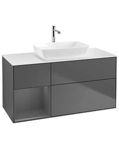 Villeroy und Boch Finion Waschtischunterschrank G821GKGK 120cm, Abdeckplatte white matt, Emotion, Regale Anthracite matt lacquer, Anthracite matt