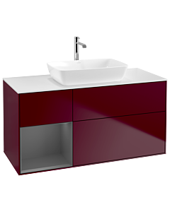 Villeroy und Boch Finion Waschtischunterschrank G821GKHB 120cm, Abdeckplatte white matt, Emotion, Regale Anthracite matt lacquer, Peony Matt