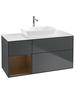 Villeroy und Boch Finion Villeroy und Boch G821GNHG 120cm, plaque de finition blanc mat, Emotion, étagères Walnut Veneer , Midnight Blue Matt Lacquer