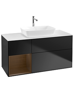 Villeroy und Boch Finion Villeroy und Boch Finion G821GNPD 120cm, cover plate white matt, Emotion, shelves Walnut Veneer , black matt lacquer