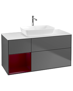 Villeroy und Boch Finion Villeroy und Boch Finion G821HBGK 120cm, cover plate white matt, Emotion, shelves Peony matt lacquer, anthracite matt