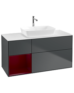 Villeroy und Boch Finion Waschtischunterschrank G821HBHG 120cm, Abdeckplatte white matt, Emotion, Regale Peony matt lacquer, Midnight Blue Matt Lacquer