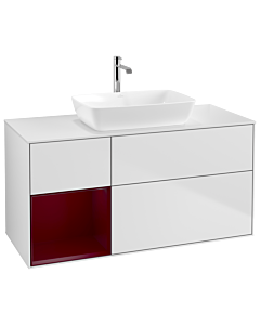 Villeroy und Boch Finion Waschtischunterschrank G821HBMT 120cm, Abdeckplatte white matt, Emotion, Regale Peony matt lacquer, White matt lacquer