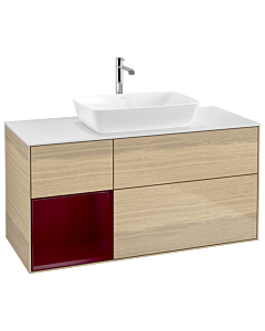 Villeroy und Boch Finion Waschtischunterschrank G821HBPC 120cm, Abdeckplatte white matt, Emotion, Regale Peony matt lacquer, Oak Veneer