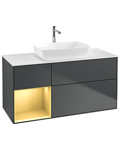 Villeroy und Boch Finion Waschtischunterschrank G821HFHG 120cm, Abdeckplatte white matt, Emotion, Regale Gold matt lacquer, Midnight Blue Matt Lacquer