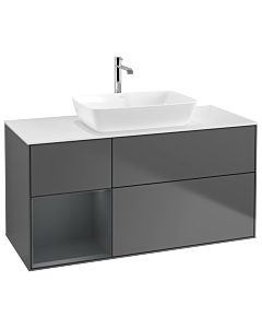 Villeroy und Boch Finion Villeroy und Boch G821HGGK 120cm, plaque de finition blanc mat, Emotion, étagères Laque mat minuit, Anthracite mat