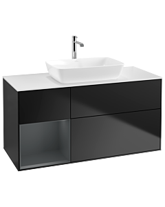 Villeroy und Boch Finion Waschtischunterschrank G821HGPD 120cm, Abdeckplatte white matt, Emotion, Regale Midnight matt lacquer, Black matt lacquer
