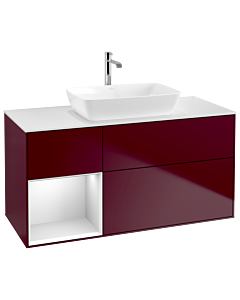 Villeroy und Boch Finion Villeroy und Boch G821MTHB 120cm, plaque de finition blanc mat, Emotion, étagères laqué blanc mat, Peony Matt