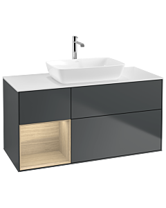 Villeroy und Boch Finion Waschtischunterschrank G821PCHG 120cm, Abdeckplatte white matt, Emotion, Regale Oak Veneer, Midnight Blue Matt Lacquer
