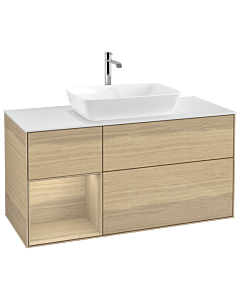 Villeroy und Boch Finion Waschtischunterschrank G821PCPC 120cm, Abdeckplatte white matt, Emotion, Regale Oak Veneer, Oak Veneer