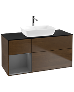 Villeroy und Boch Finion Villeroy und Boch Finion G822GKGN 120cm, cover plate black matt, Emotion, shelves anthracite matt lacquer, walnut veneer