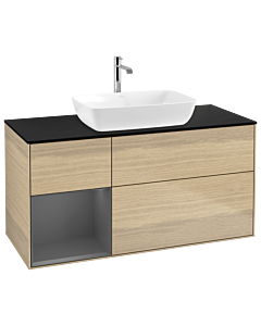 Villeroy und Boch Finion Villeroy und Boch Finion G822GKPC 120cm, cover plate black matt, Emotion, shelves anthracite matt lacquer, Oak Veneer