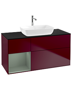 Villeroy und Boch Finion Villeroy und Boch Finion G822GMHB 120cm, cover plate black matt, Emotion, shelves olive matt lacquer, Peony Matt