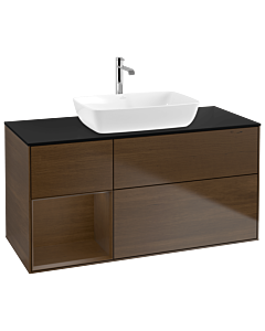 Villeroy und Boch Finion Villeroy und Boch G822GNGN 120cm, plaque de finition noire mate, emotion, étagères Walnut Veneer , placage Walnut Veneer