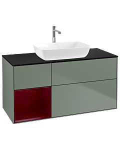 Villeroy und Boch Finion Villeroy und Boch Finion G822HBGM 120cm, cover plate black matt, Emotion, shelves Peony matt lacquer, Olive Matt Lacquer