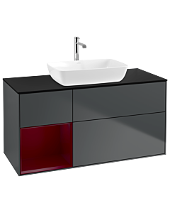 Villeroy und Boch Finion Waschtischunterschrank G822HBHG 120cm, Abdeckplatte black matt, Emotion, Regale Peony matt lacquer, Midnight Blue Matt Lacquer