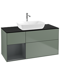 Villeroy und Boch Finion Villeroy und Boch Finion G822HGGM 120cm, cover plate black matt, Emotion, shelves Midnight matt lacquer, Olive Matt Lacquer