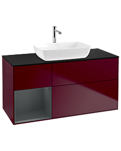 Villeroy und Boch Finion Villeroy und Boch Finion G822HGHB 120cm, cover plate black matt, Emotion, shelves Midnight matt lacquer, Peony Matt