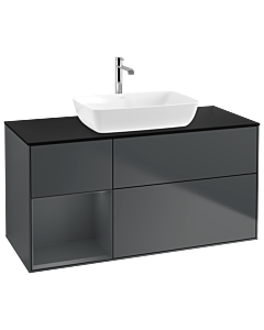Villeroy und Boch Finion Waschtischunterschrank G822HGHG 120cm, Abdeckplatte black matt, Emotion, Regale Midnight matt lacquer, Midnight Blue Matt Lacquer
