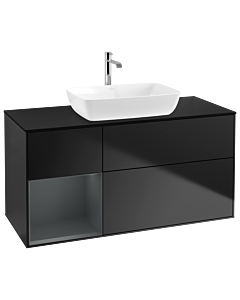Villeroy und Boch Finion Waschtischunterschrank G822HGPD 120cm, Abdeckplatte black matt, Emotion, Regale Midnight matt lacquer, Black matt lacquer
