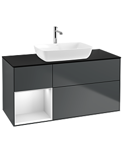 Villeroy und Boch Finion Villeroy und Boch Finion G822MTHG 120cm, cover plate black matt, Emotion, shelves white matt lacquer, midnight Blue Matt Lacquer