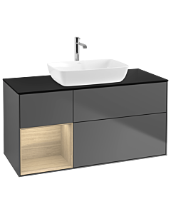 Villeroy und Boch Finion Villeroy und Boch G822PCGK 120cm, plaque de finition noir mat, émotion, étagères Oak Veneer , anthracite mat