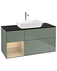 Villeroy und Boch Finion Villeroy und Boch Finion G822PCGM 120cm, cover plate black matt, Emotion, shelves Oak Veneer , Olive Matt Lacquer